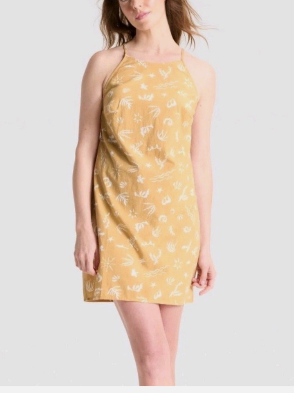 A New Day Women's Size L Halter Mini Dress Tan SeaShell Print Various Sizes